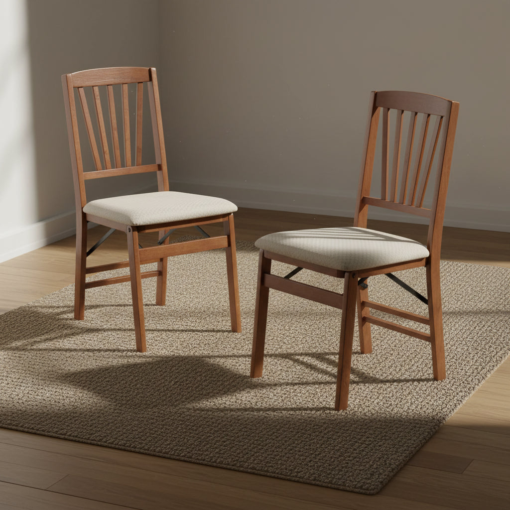 Costway 2/4 Set Kitchen Chairs with Rubber Wood Frame Upholstered Seat