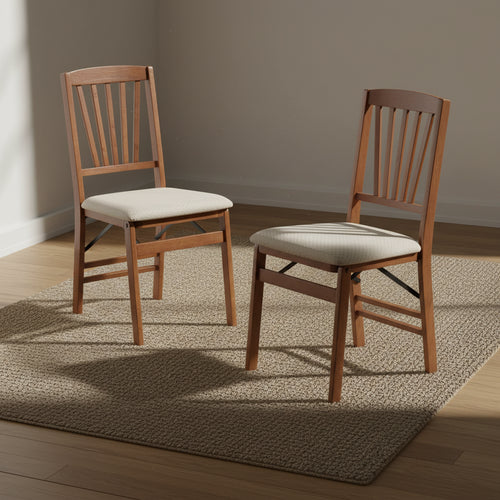 Costway 2/4 Set Kitchen Chairs with Rubber Wood Frame Upholstered Seat
