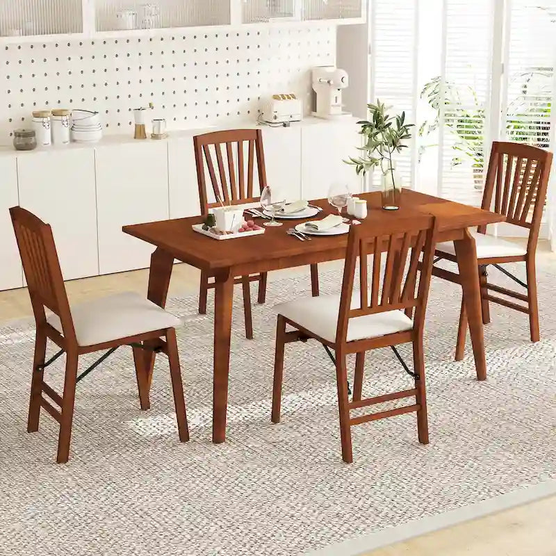 Lot de 2/4 chaises de cuisine avec cadre en bois d'hévéa et assise rembourrée