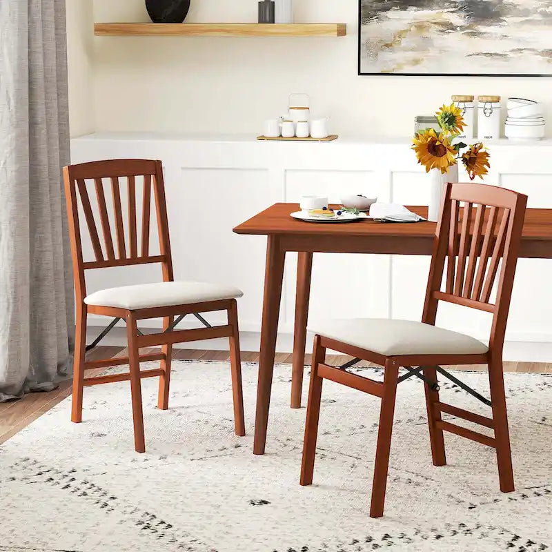 Lot de 2/4 chaises de cuisine avec cadre en bois d'hévéa et assise rembourrée