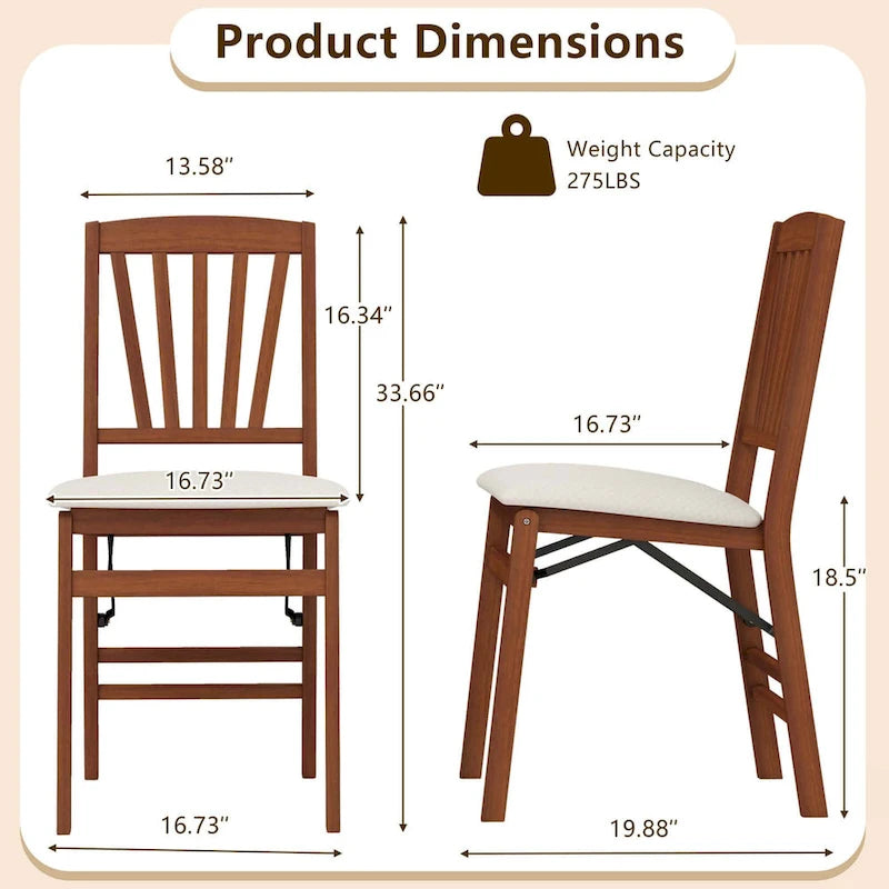 Lot de 2/4 chaises de cuisine avec cadre en bois d'hévéa et assise rembourrée
