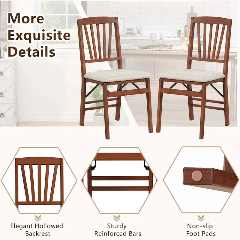 Lot de 2/4 chaises de cuisine avec cadre en bois d'hévéa et assise rembourrée