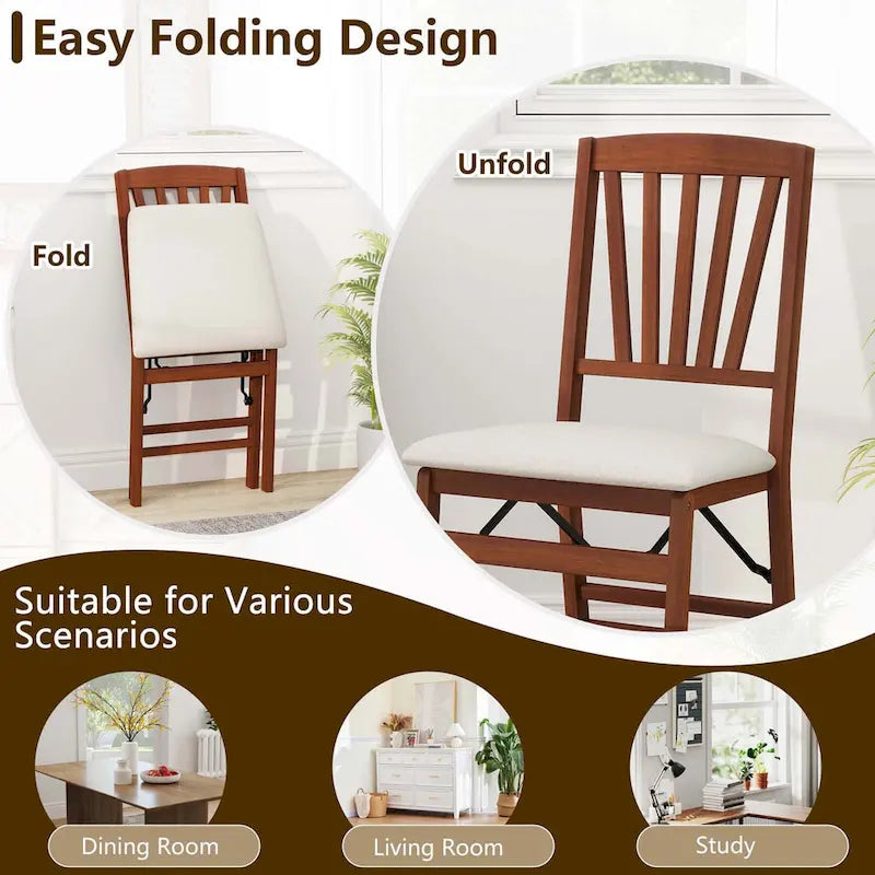Lot de 2/4 chaises de cuisine avec cadre en bois d'hévéa et assise rembourrée