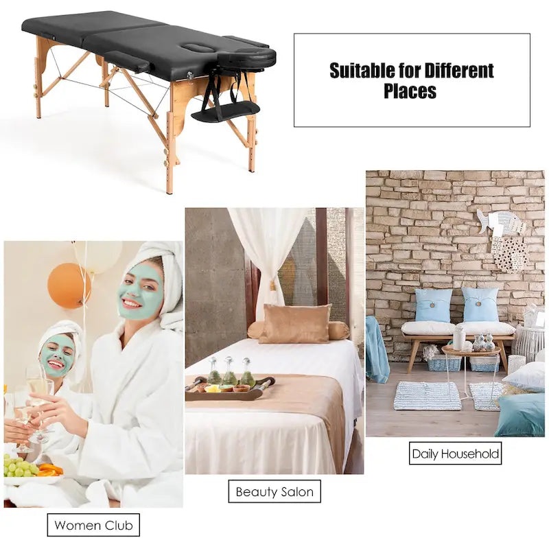 Table de massage portable 84L, lit spa facial réglable pour tatouage