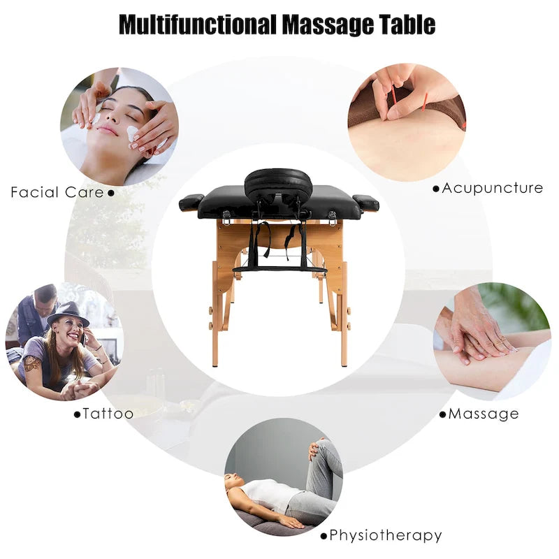Table de massage portable 84L, lit spa facial réglable pour tatouage