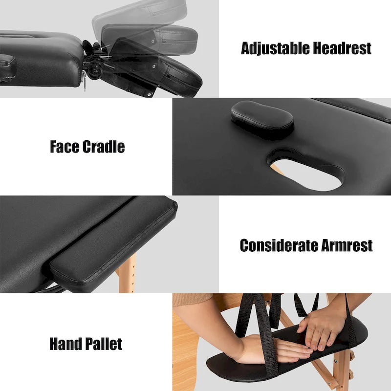 Table de massage portable 84L, lit spa facial réglable pour tatouage
