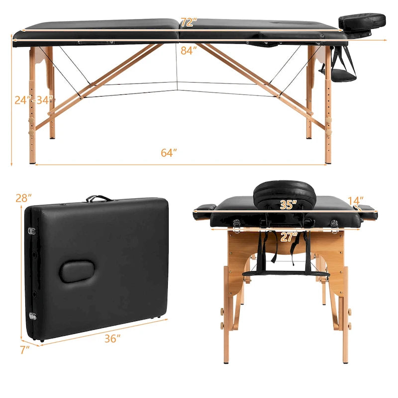 Table de massage portable 84L, lit spa facial réglable pour tatouage