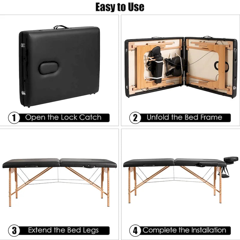 Table de massage portable 84L, lit spa facial réglable pour tatouage