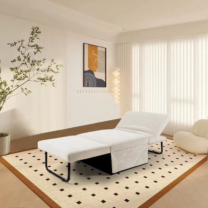 Chaise longue convertible 4-en-1 en velours côtelé blanc 36,61