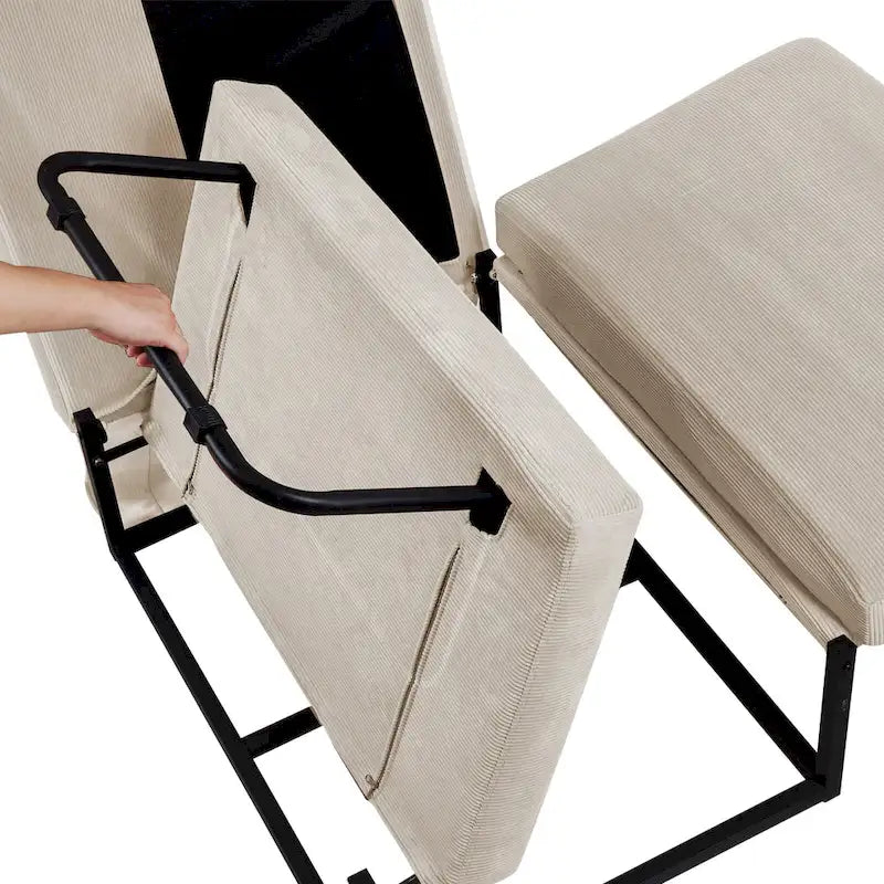 Chaise longue convertible 4-en-1 en velours côtelé blanc 36,61