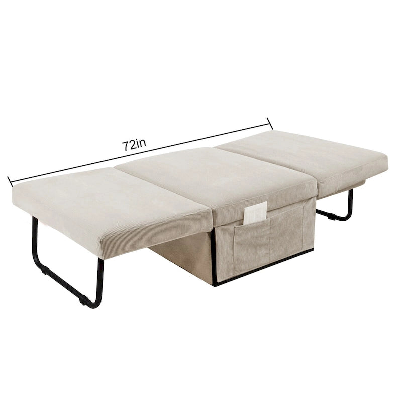Chaise longue convertible 4-en-1 en velours côtelé blanc 36,61
