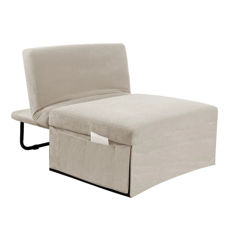 Chaise longue convertible 4-en-1 en velours côtelé blanc 36,61
