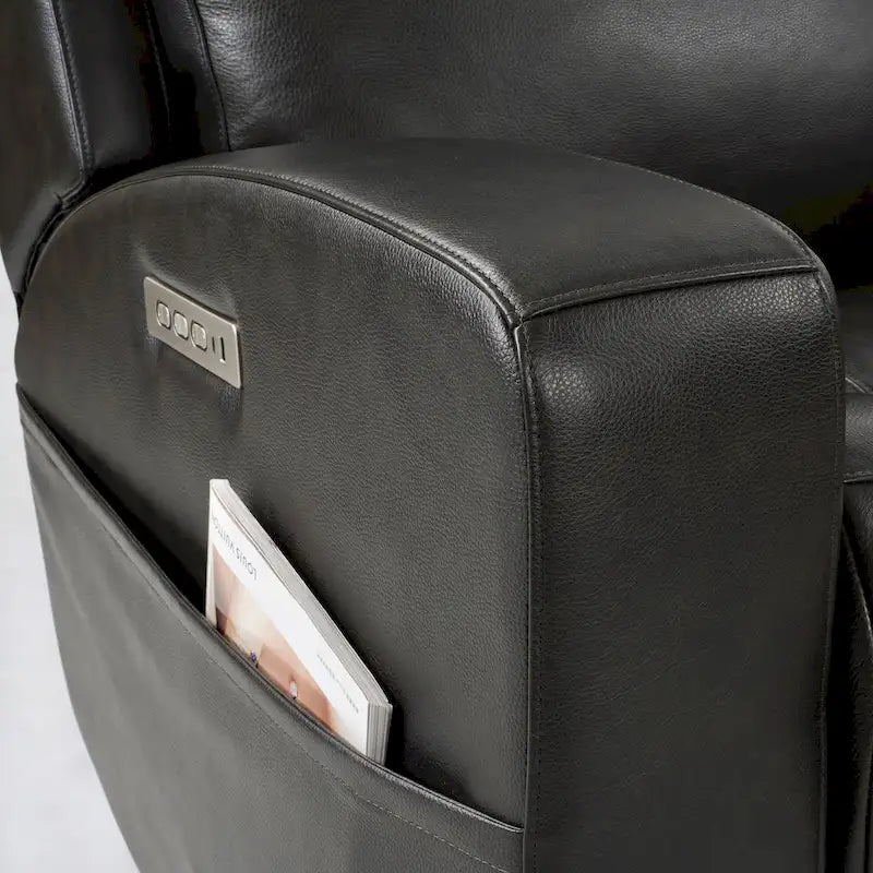 Canapé inclinable électrique en cuir véritable 4 places pour salon avec console, port USB, appuie-tête réglable