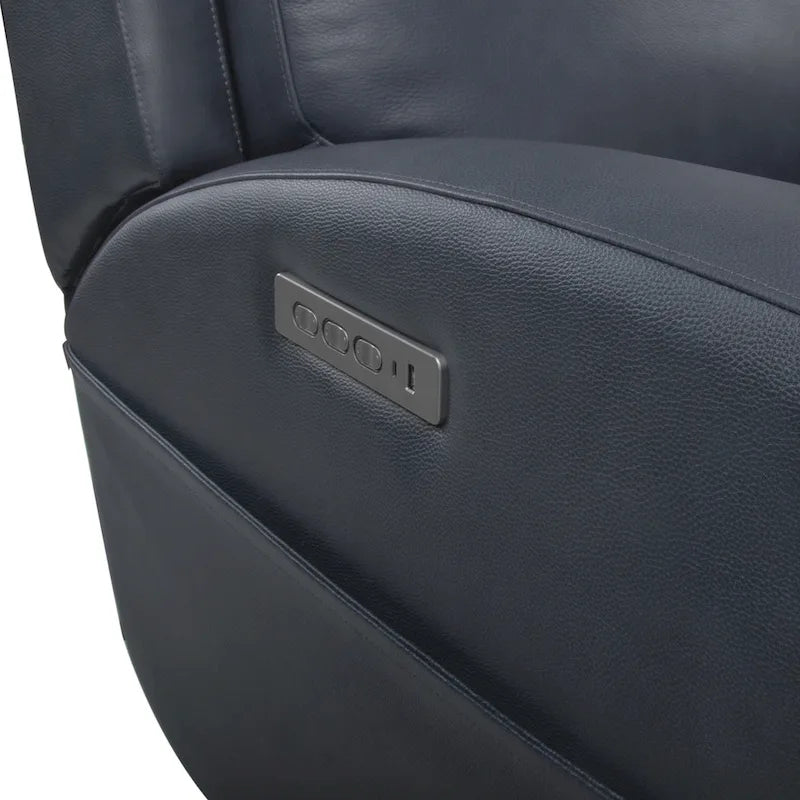 Canapé inclinable électrique en cuir véritable 4 places pour salon avec console, port USB, appuie-tête réglable
