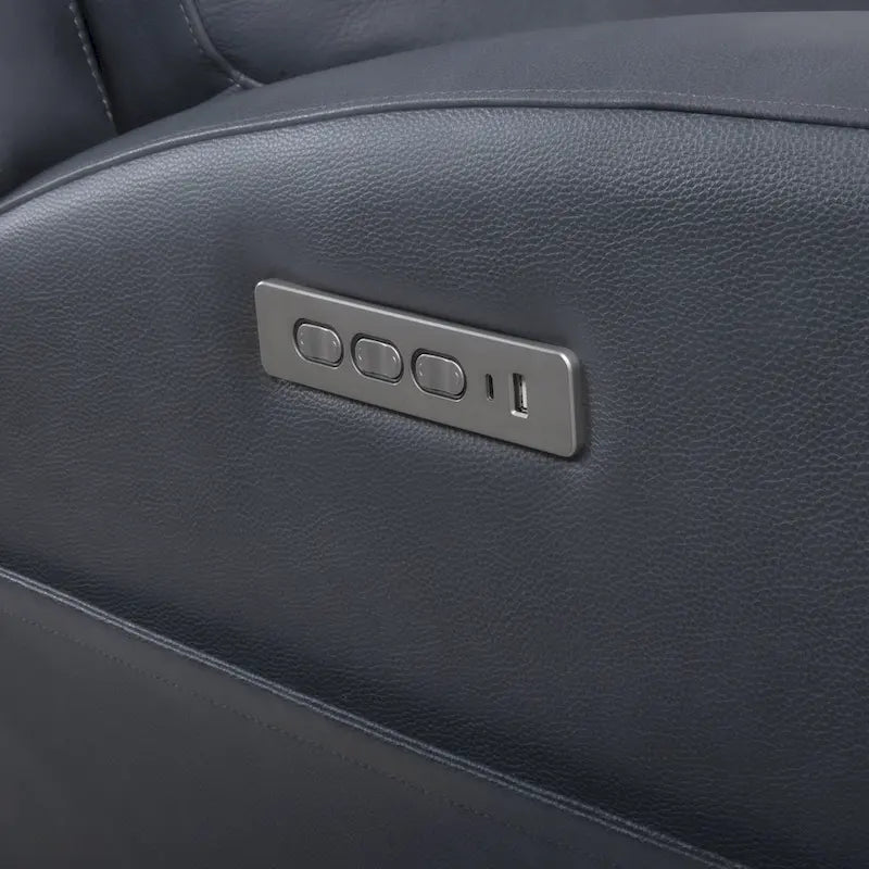 Canapé inclinable électrique en cuir véritable 4 places pour salon avec console, port USB, appuie-tête réglable
