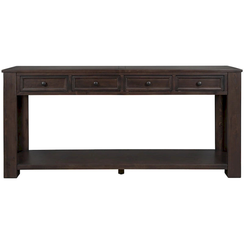 Console rustique avec tiroirs de rangement et étagère inférieure