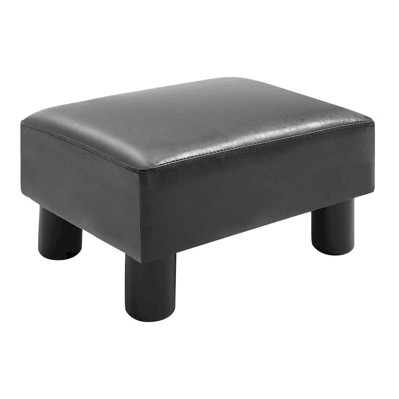 Repose-pieds ottoman rectangulaire moderne en faux cuir, rembourré avec siège en mousse et pieds en plastique