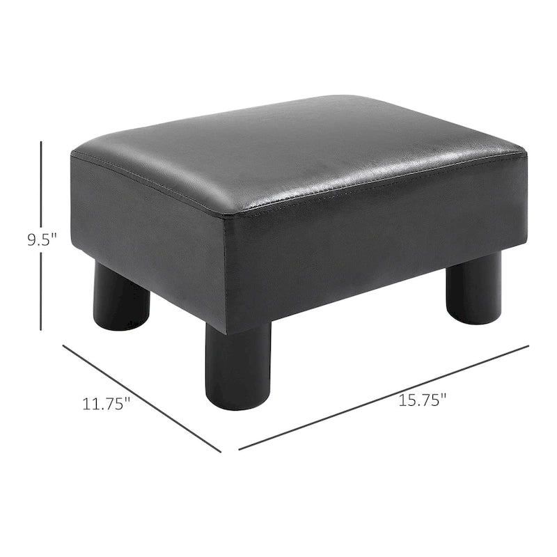 Repose-pieds ottoman rectangulaire moderne en faux cuir, rembourré avec siège en mousse et pieds en plastique