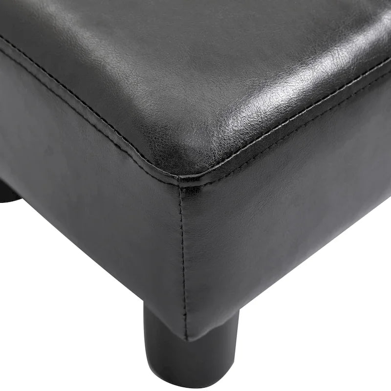 Repose-pieds ottoman rectangulaire moderne en faux cuir, rembourré avec siège en mousse et pieds en plastique