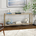 Console rectangulaire large avec étagère en verre - 162,5 cm de large