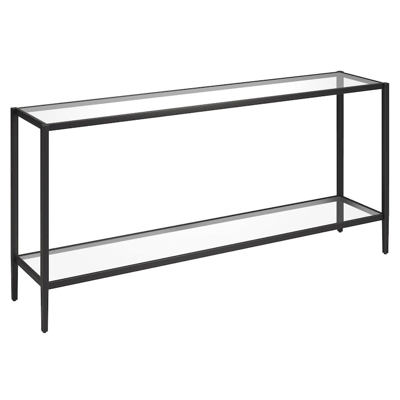 Console rectangulaire large avec étagère en verre - 162,5 cm de large