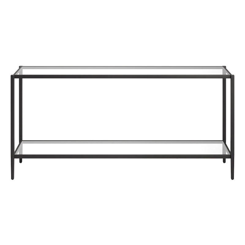 Console rectangulaire large avec étagère en verre - 162,5 cm de large
