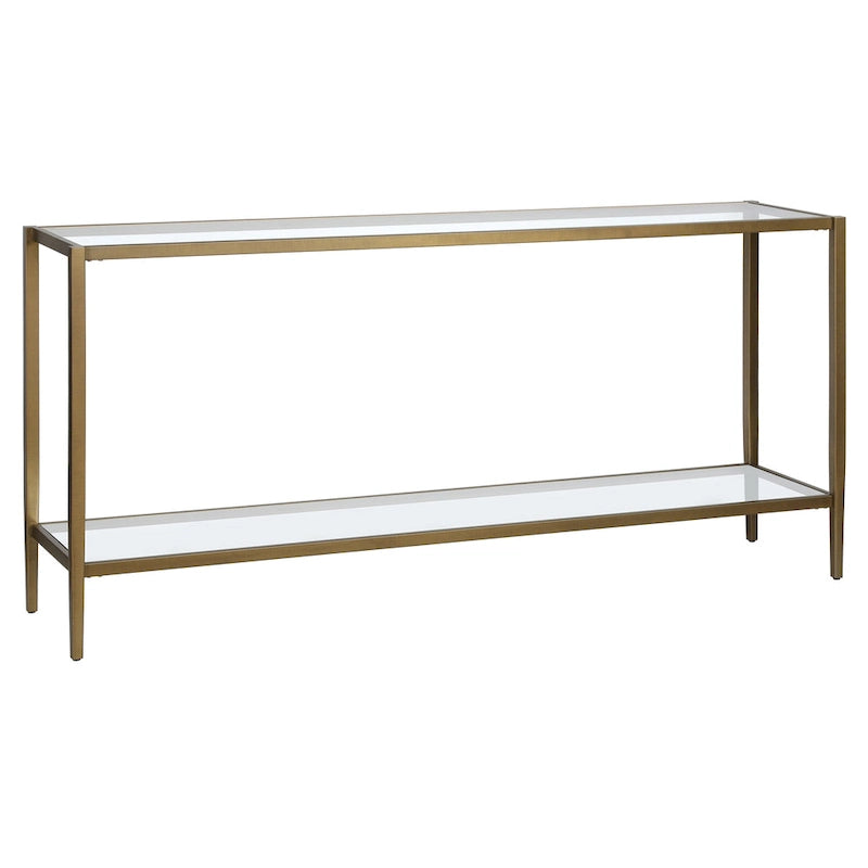 Console rectangulaire large avec étagère en verre - 162,5 cm de large