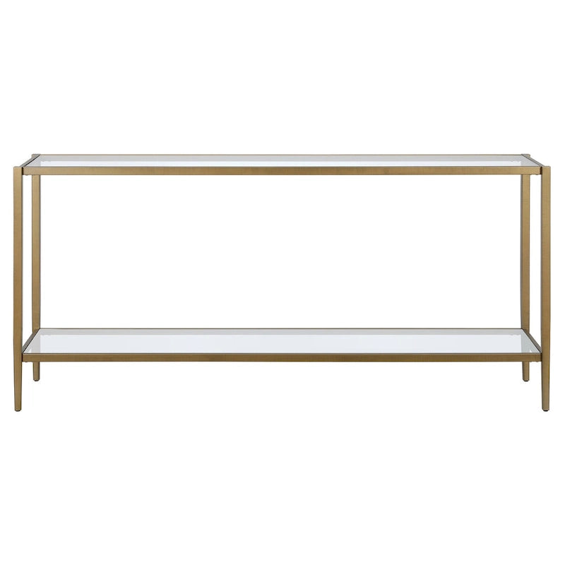 Console rectangulaire large avec étagère en verre - 162,5 cm de large