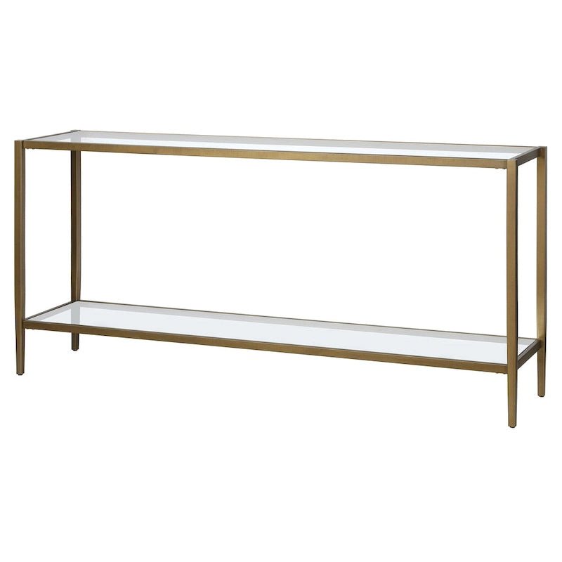 Console rectangulaire large avec étagère en verre - 162,5 cm de large