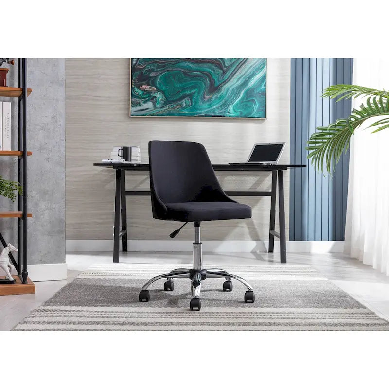 Chaise de bureau à revêtement en tissu avec base chromée