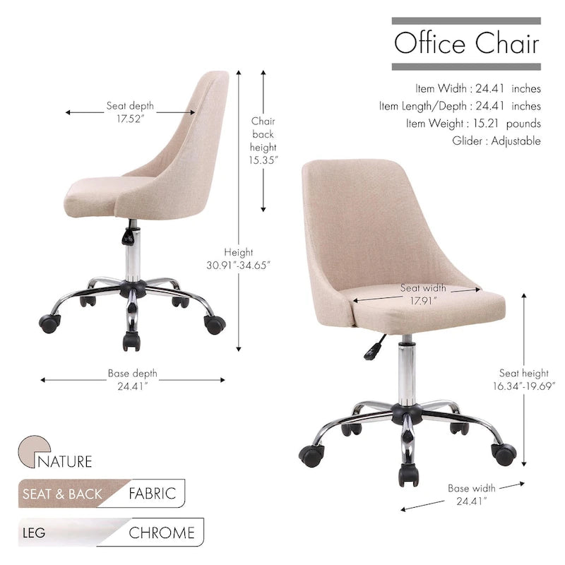Chaise de bureau à revêtement en tissu avec base chromée
