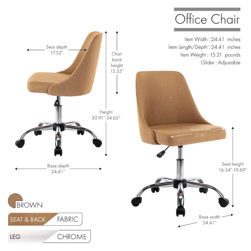 Chaise de bureau à revêtement en tissu avec base chromée