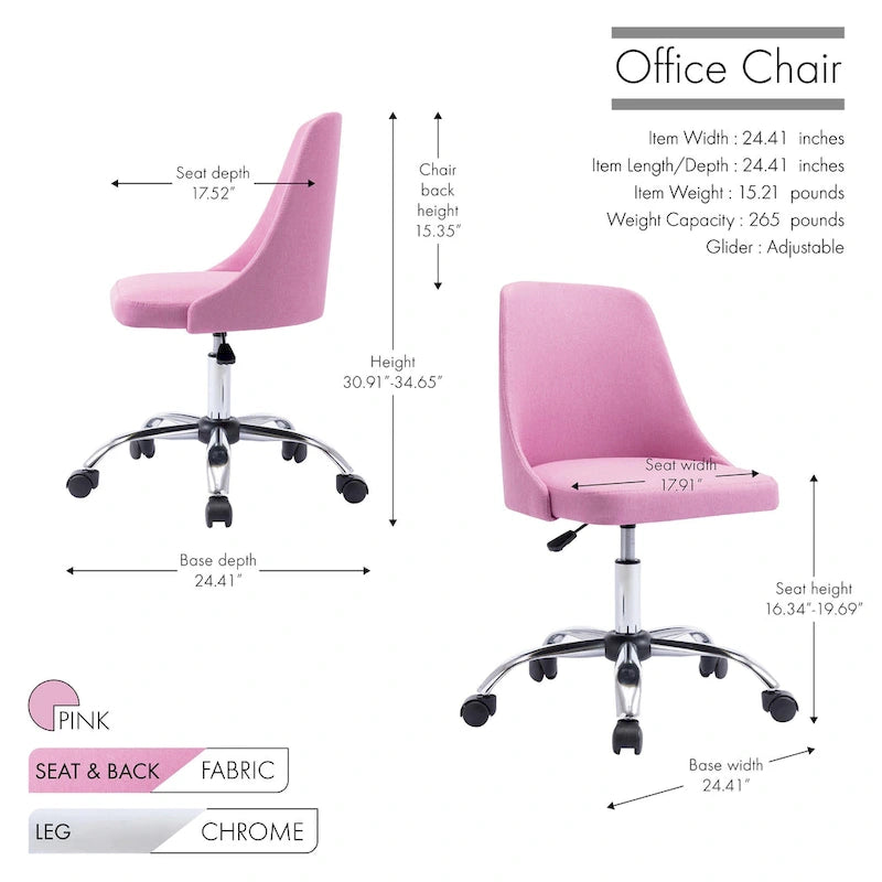 Chaise de bureau à revêtement en tissu avec base chromée