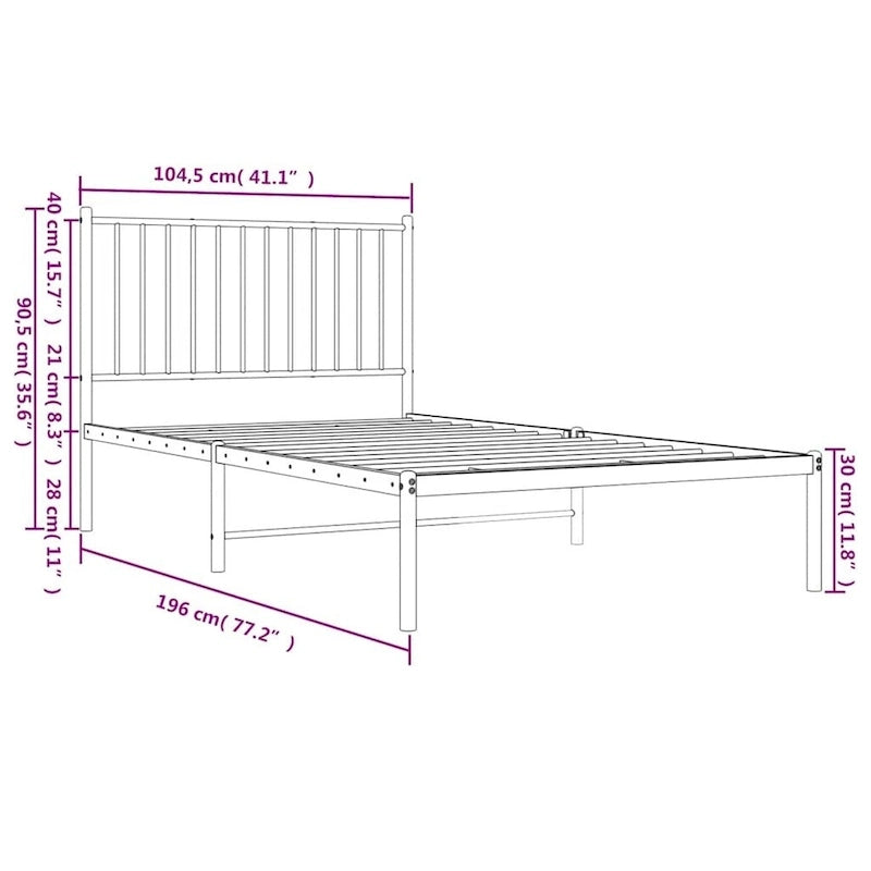 Cadre de lit en métal, sans matelas