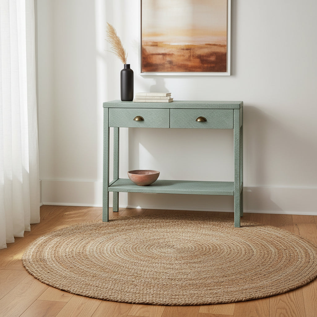 Console 2 tiroirs 1 étagère - 31 L x 14 P x 30 H - 31Lx14Px30H