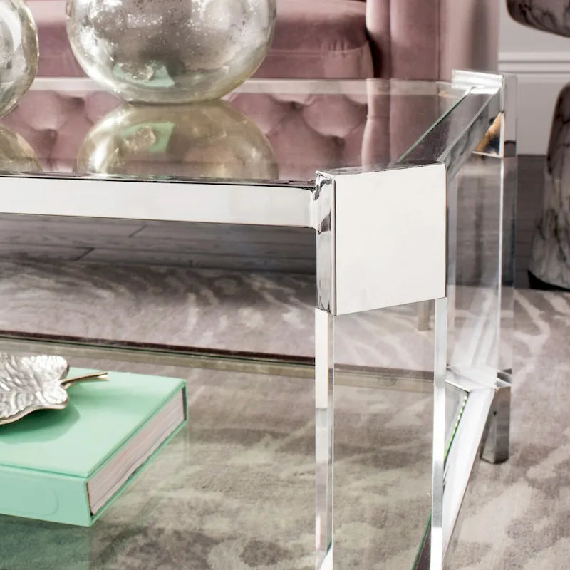 Table basse en verre transparent – 58 L x 26 P x 16 H – 58Lx26Px16H