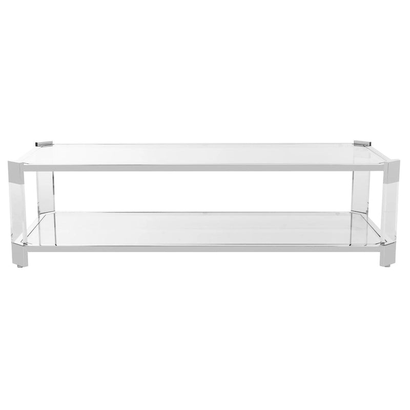 Table basse en verre transparent – 58 L x 26 P x 16 H – 58Lx26Px16H