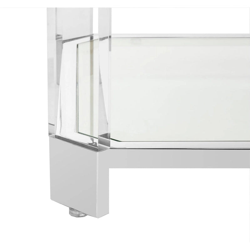 Table basse en verre transparent – 58 L x 26 P x 16 H – 58Lx26Px16H