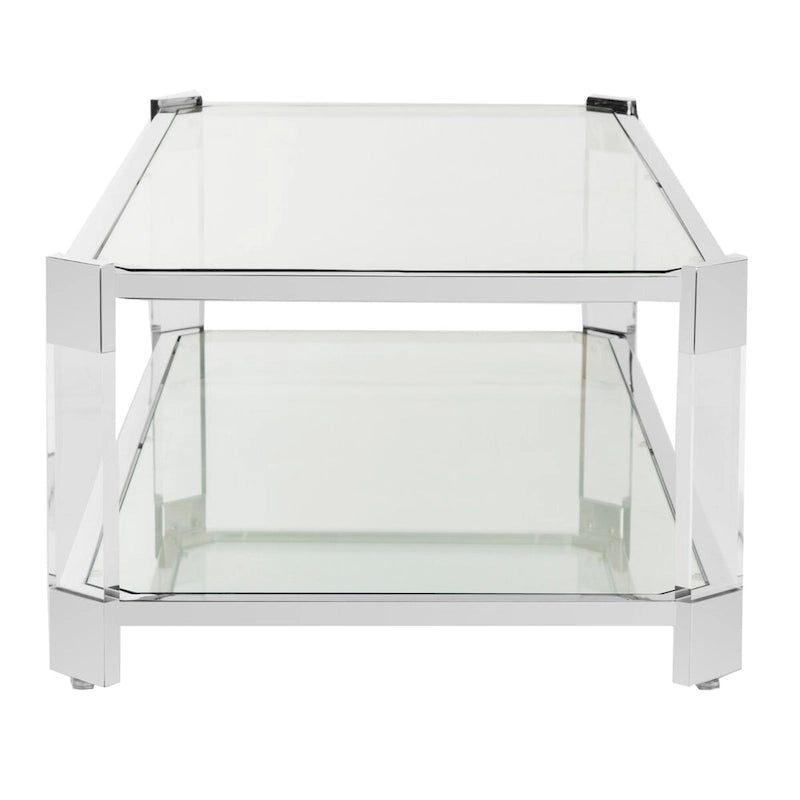 Table basse en verre transparent – 58 L x 26 P x 16 H – 58Lx26Px16H