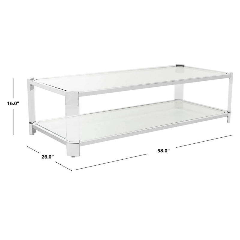 Table basse en verre transparent – 58 L x 26 P x 16 H – 58Lx26Px16H