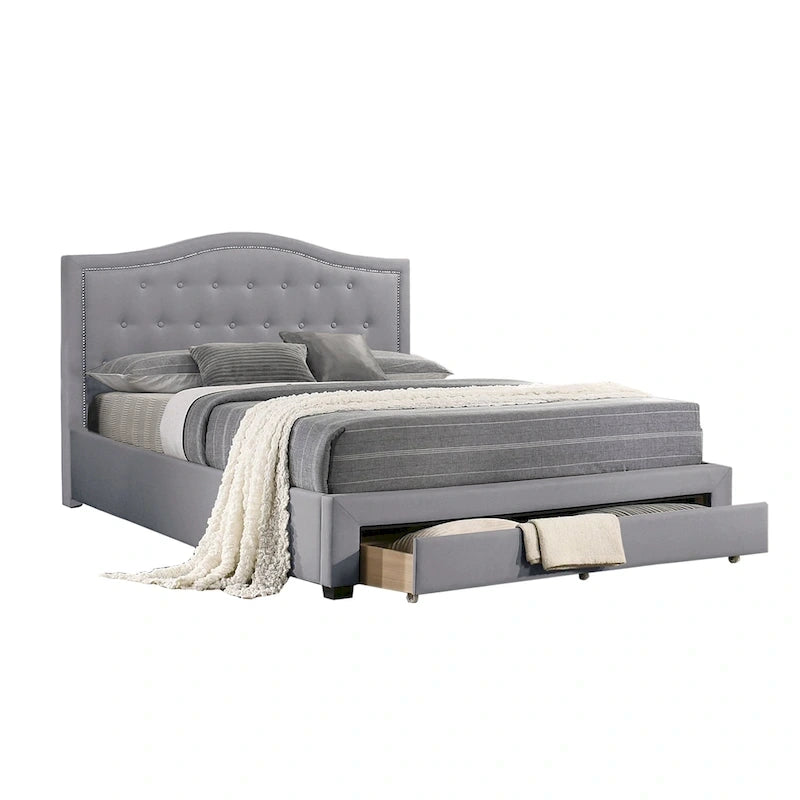 Lit King size avec revêtement intégral et 1 tiroir de rangement sous le lit