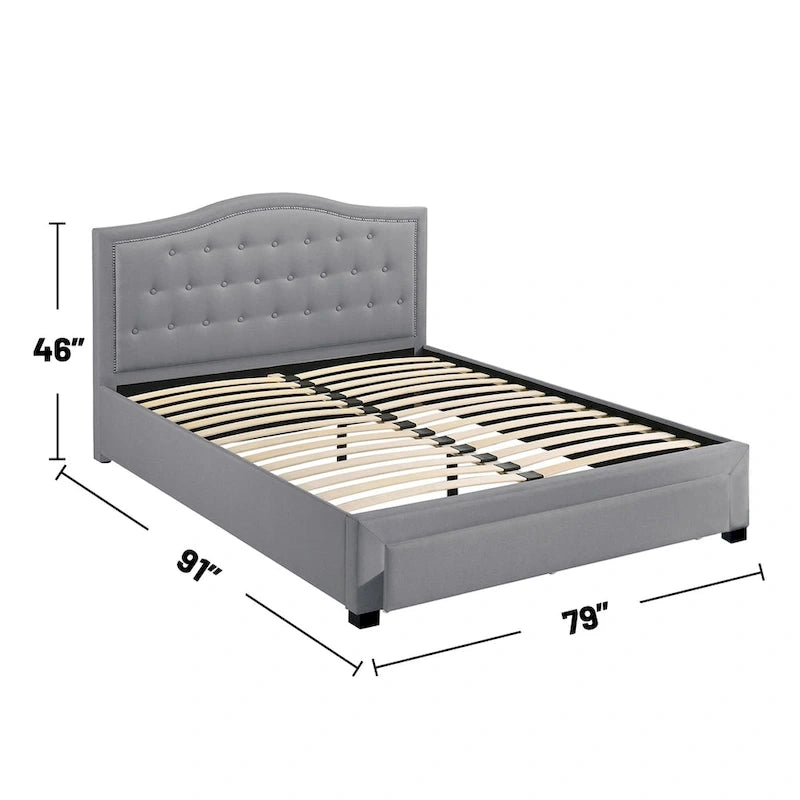 Lit King size avec revêtement intégral et 1 tiroir de rangement sous le lit