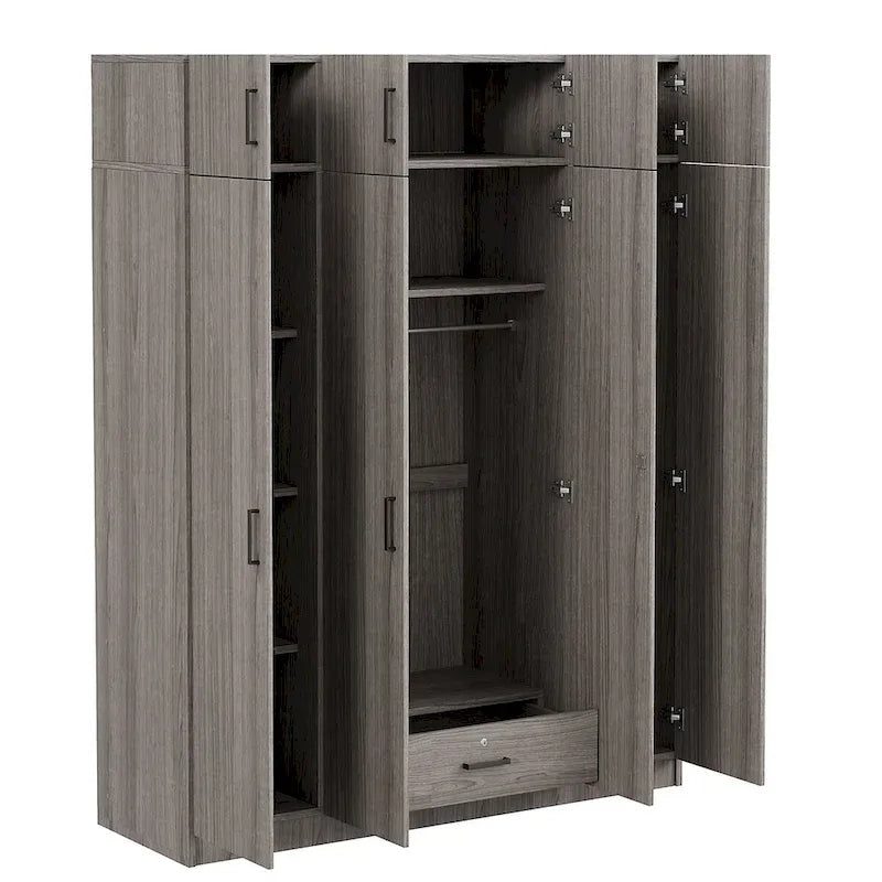 Armoire avec multiples rangements et meuble haut de
