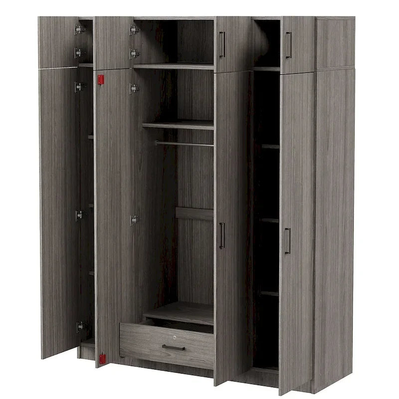 Armoire avec multiples rangements et meuble haut de