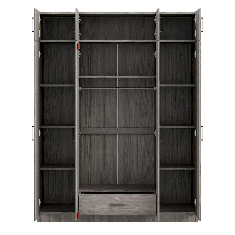 Armoire avec multiples rangements et meuble haut de