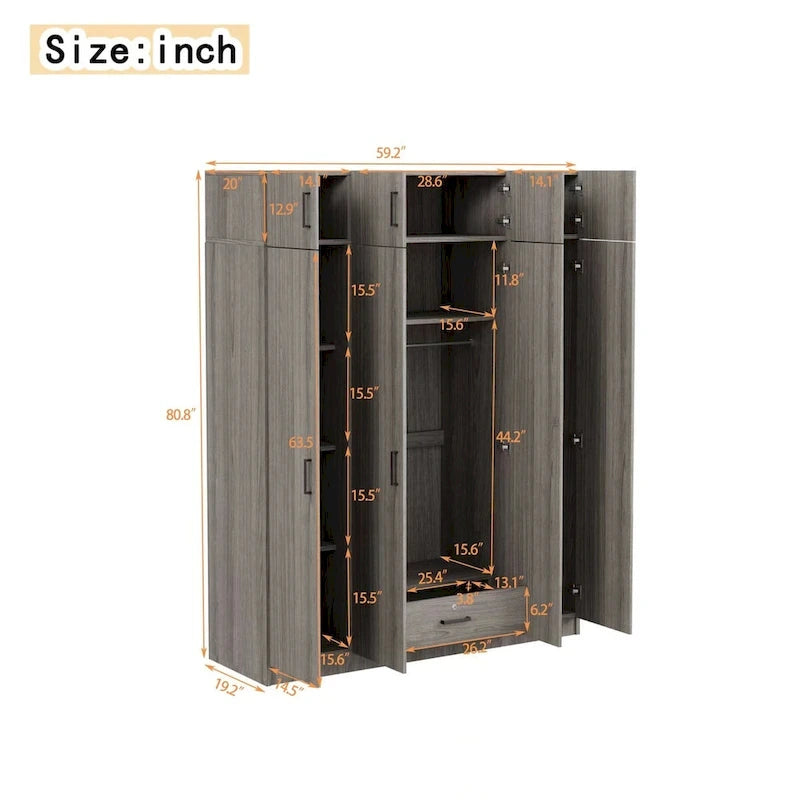 Armoire avec multiples rangements et meuble haut de