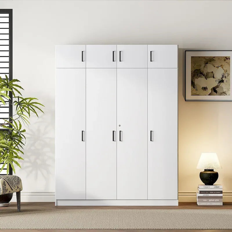 Armoire avec multiples rangements et meuble haut de