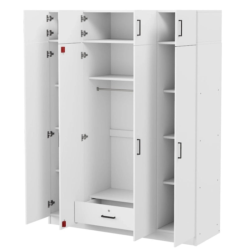 Armoire avec multiples rangements et meuble haut de