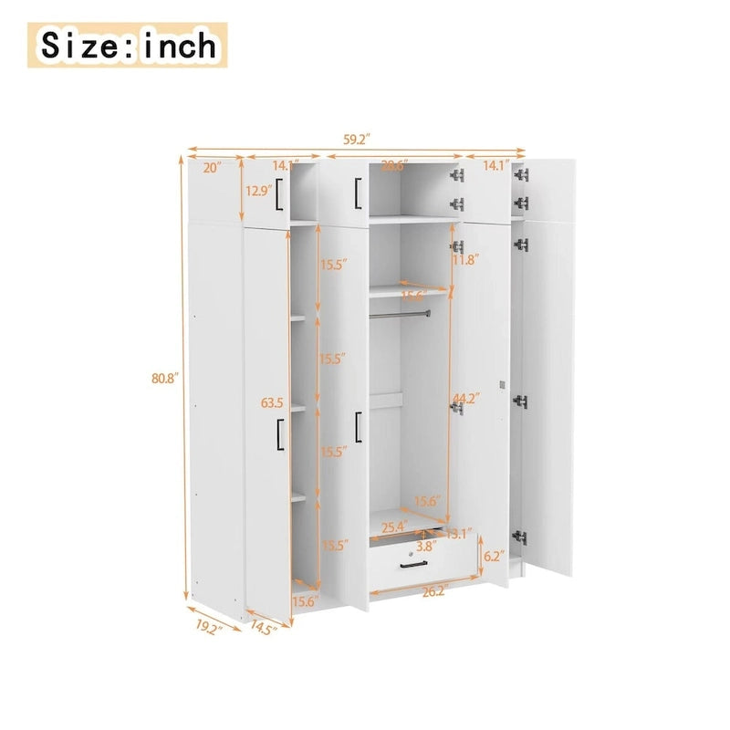 Armoire avec multiples rangements et meuble haut de