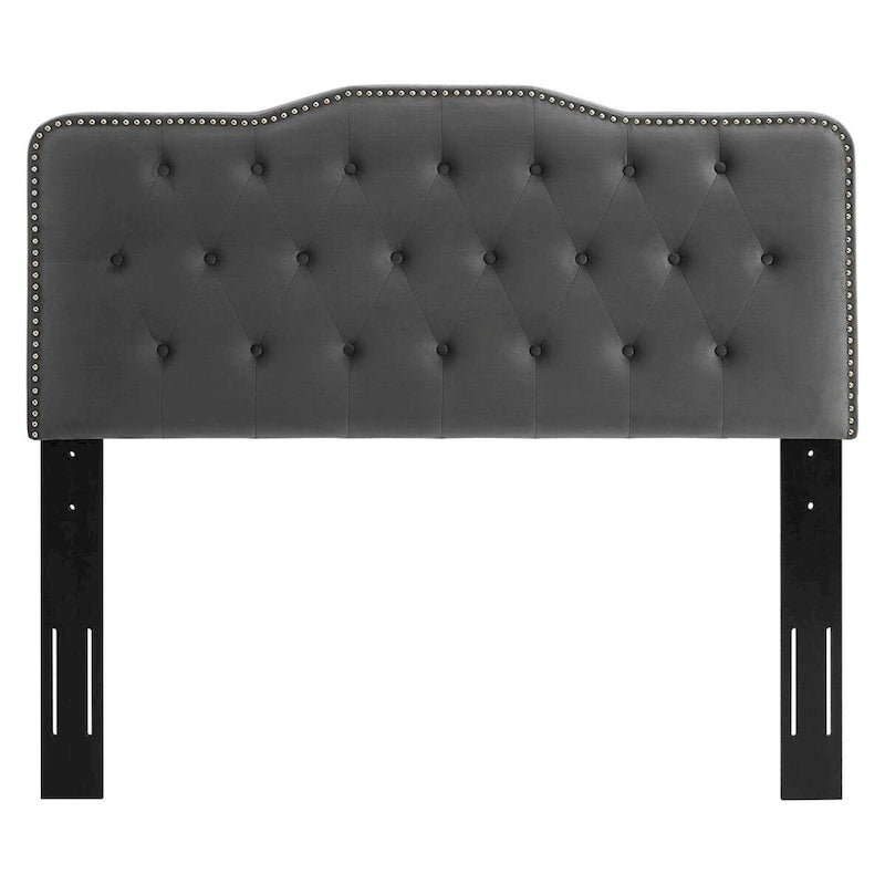 Lit Plateforme Capitonnée en Velours Performance Jumeau